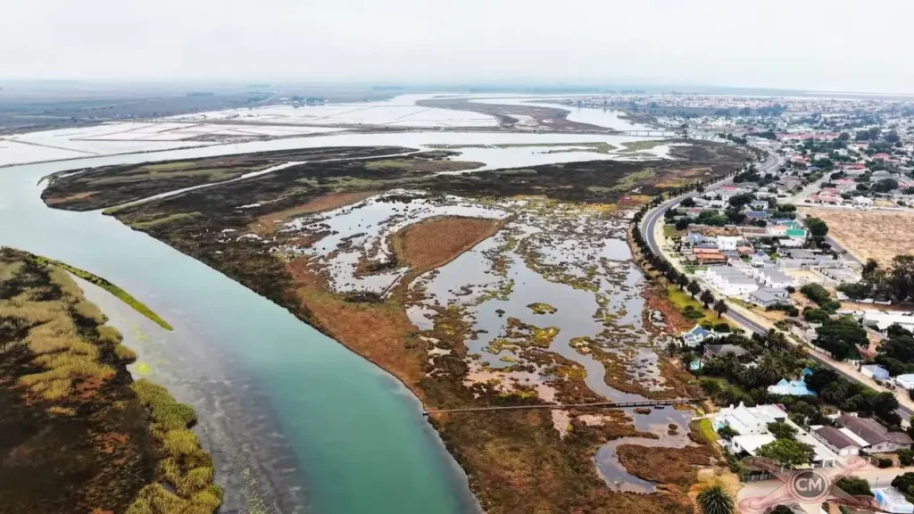 Aerial view of Velddriff, showcasing the town’s coastal landscape along the West Coast.