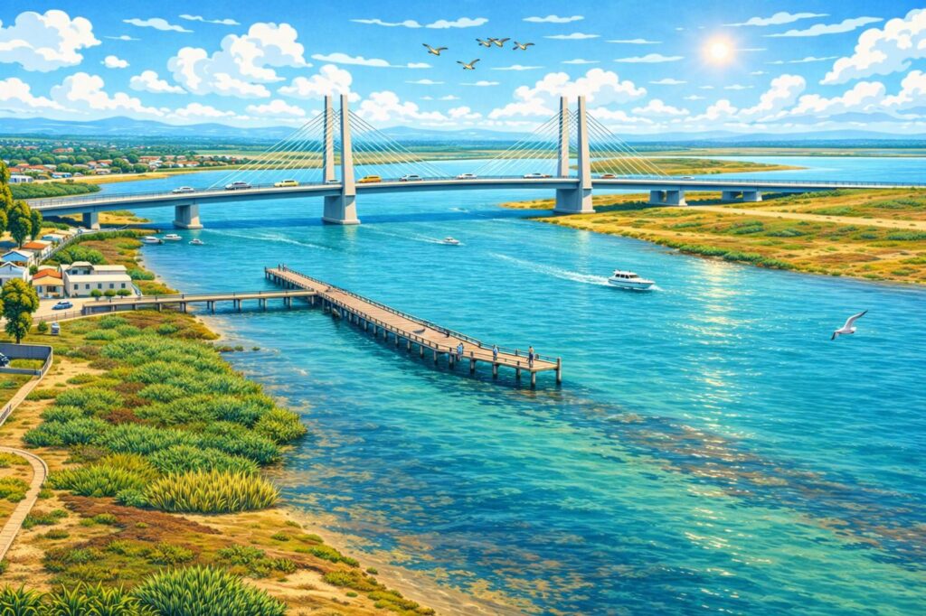 Concept illustration of proposed new bridge at Velddrif entrance over the Berg River