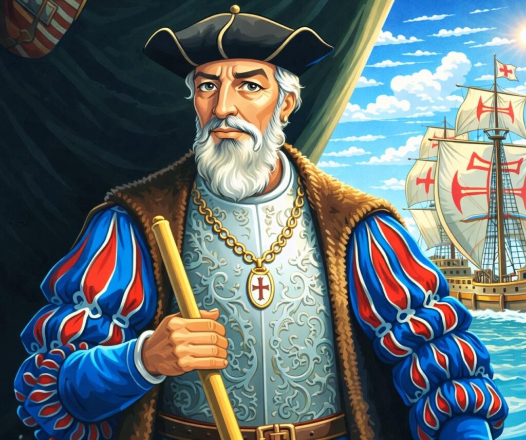 Vasco da Gama illustration representing maritime history connected to the West Coast South Africa